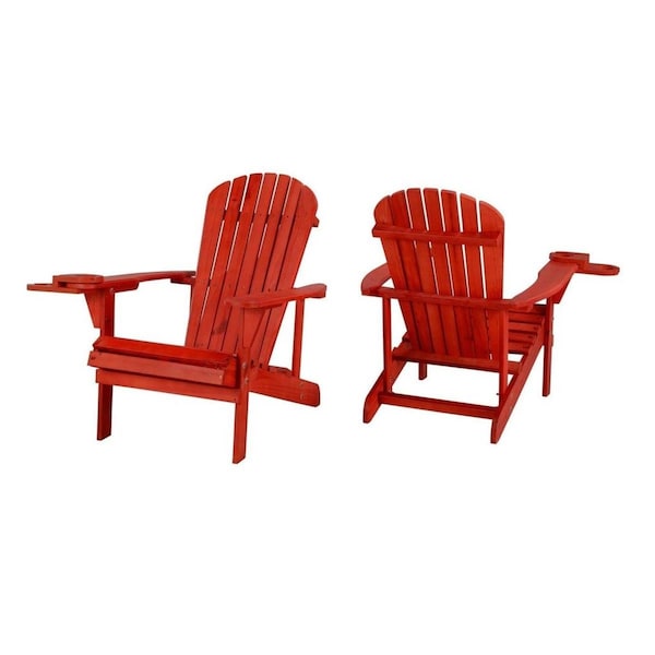 Bold Fontier Earth Collection Adirondack Chair with Phone & Cup Holder, Red - Set of 2 BO3276129 - main